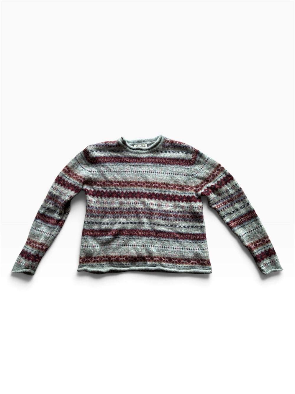Vintage Eddie Bauer Aztec Patterned 100% Wool Sweater Sz L Grandma Holiday Fall